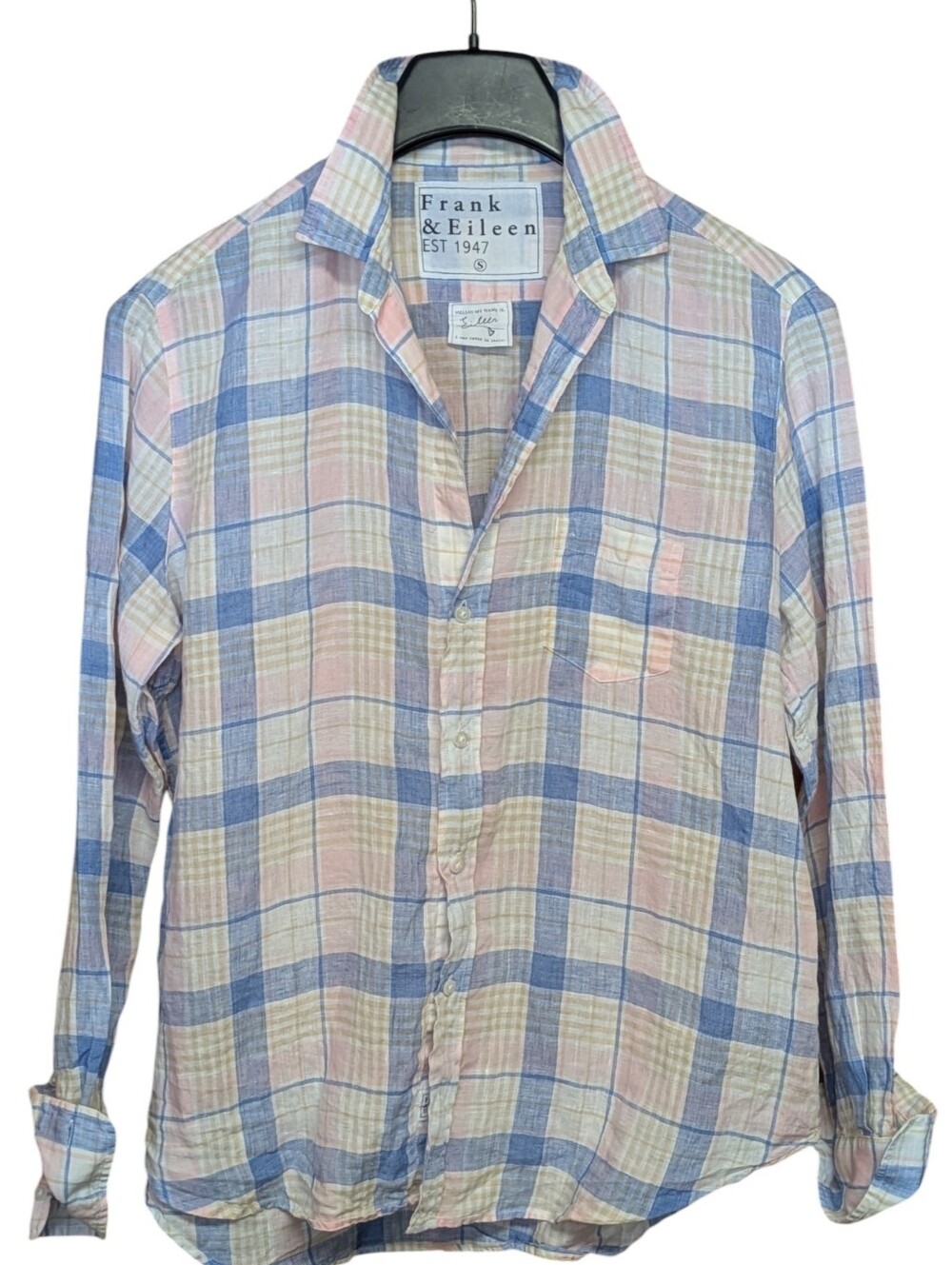 Frank & Eileen "Eileen" Long Sleeve Pastel Linen Relaxed Button Shirt Size Small - Picture 12 of 12